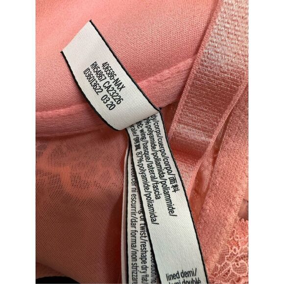 Victoria’s Secret Lined Demi Pink Lace Racerback Front Closure Bra Size 34DDD - Picture 5 of 5